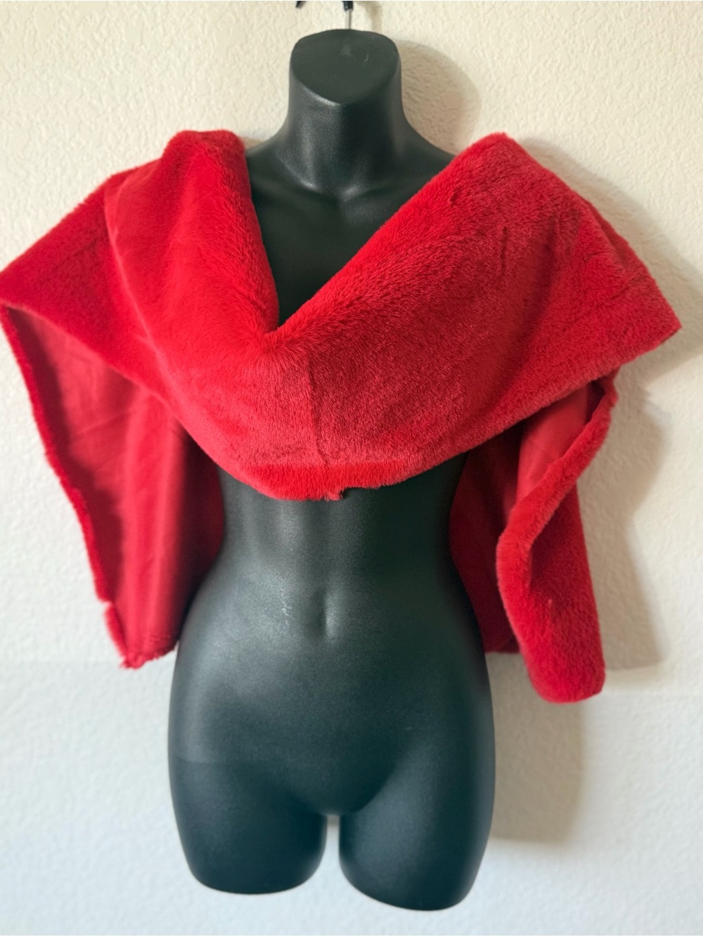 Old Hollywood Glam Red Fur Wrap Scarf